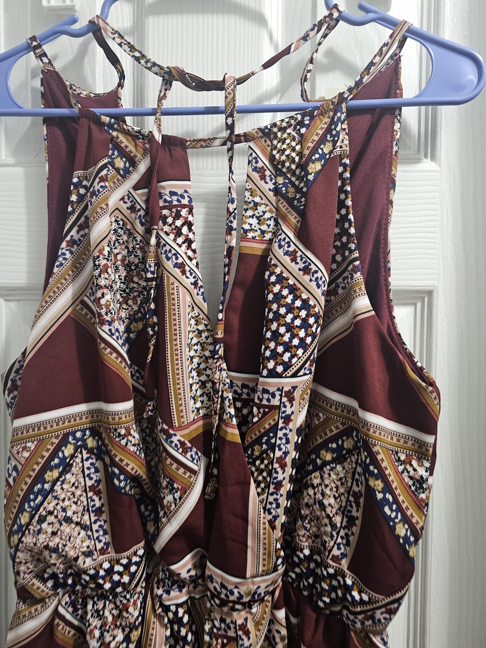 Blue Rain Francescas  Burgundy Printed Sleeveless Romper - Picture 6 of 6
